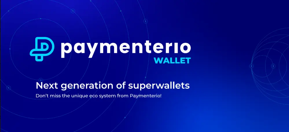 Paymenterio Wallet brand presentation in deep blue and cyan